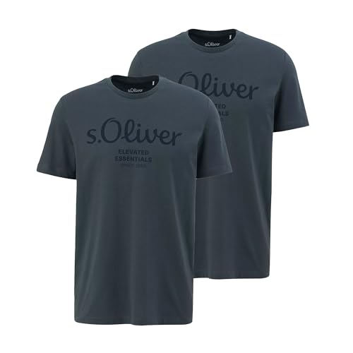 s.Oliver Herren T-Shirt mit Logodruck (DE/NL/SE/PL, Alphanumerisch, 3XL, Regular, Regular, 2 x anthrazit) von s.Oliver