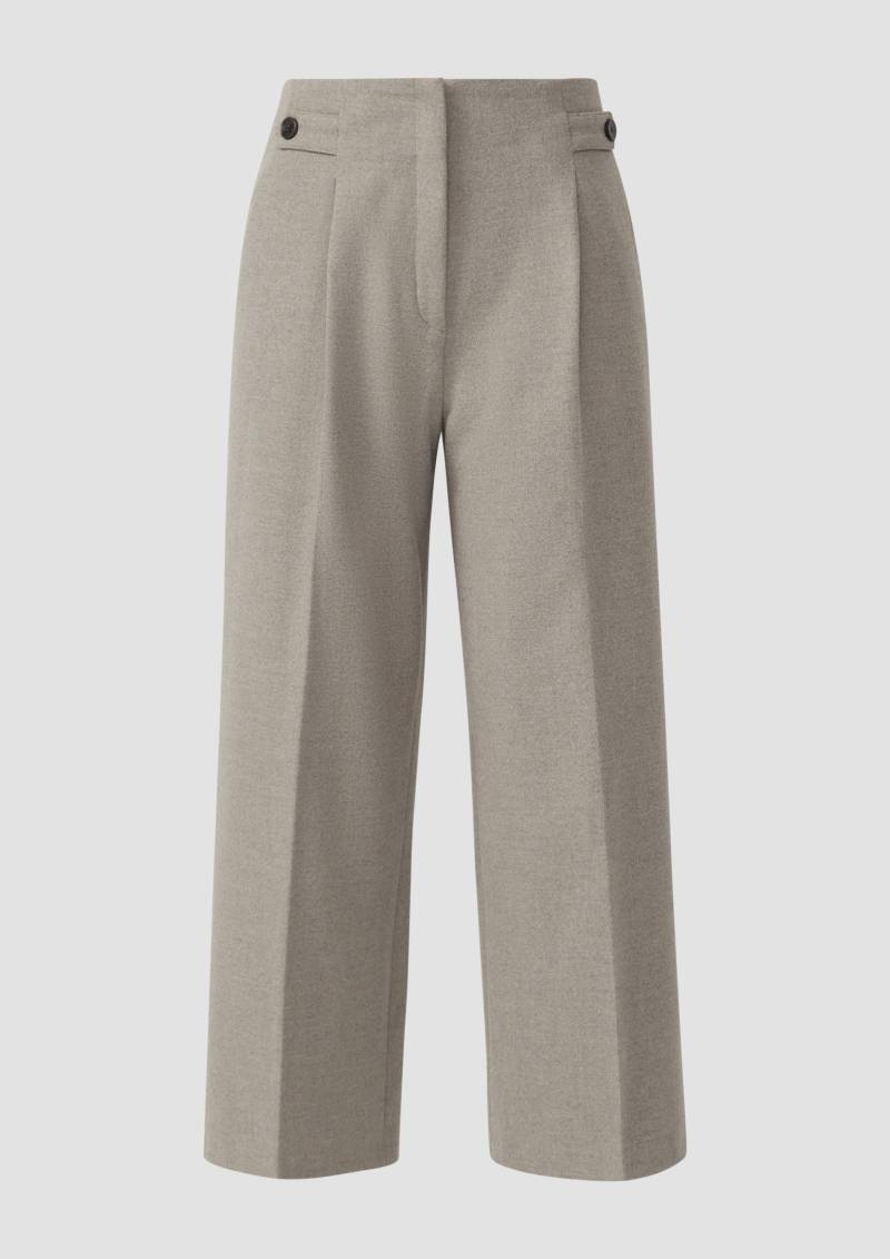 s.Oliver - High Rise Culotte aus Flanell mit klassischer Bundfalte, Damen, Beige von s.Oliver