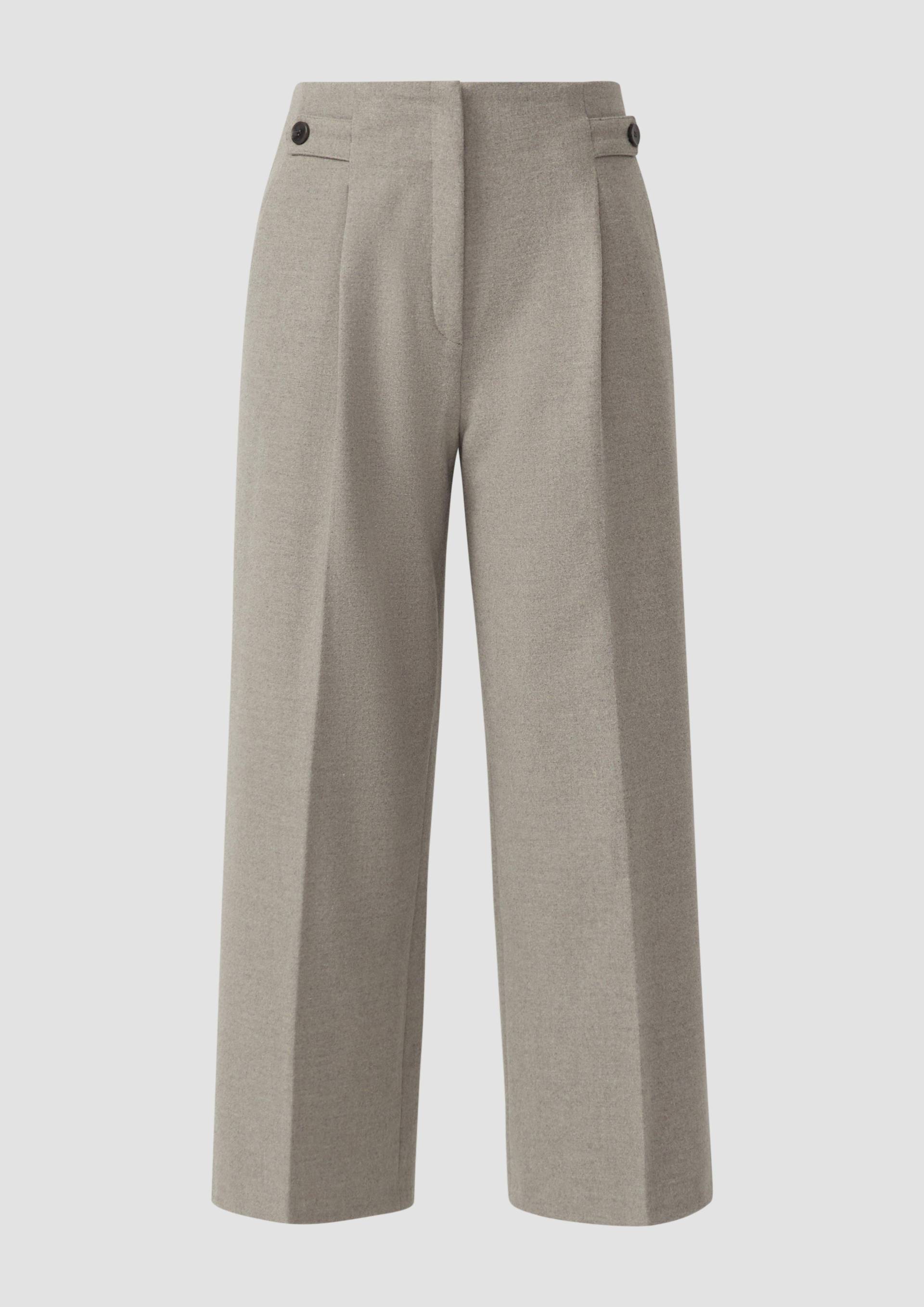 s.Oliver - High Rise Culotte aus Flanell mit klassischer Bundfalte, Damen, Beige von s.Oliver