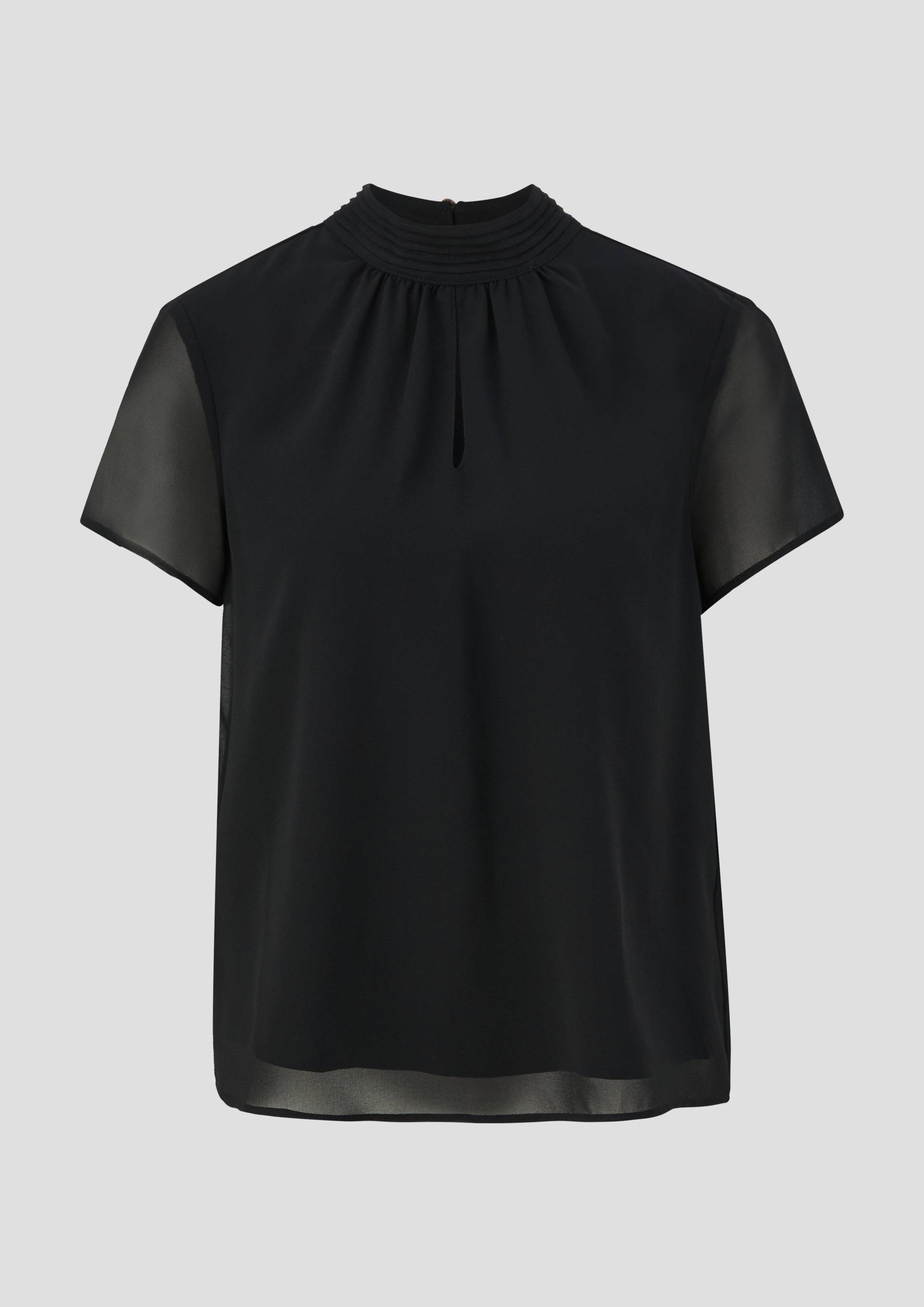 s.Oliver - Hochgeschlossene Chiffonbluse, Damen, schwarz von s.Oliver