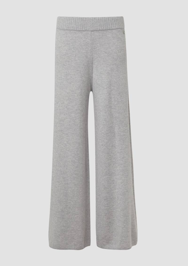 s.Oliver - Hochwertige Strickhose aus Kaschmirmix mit Extra-Wide-Leg, Damen, grau von s.Oliver