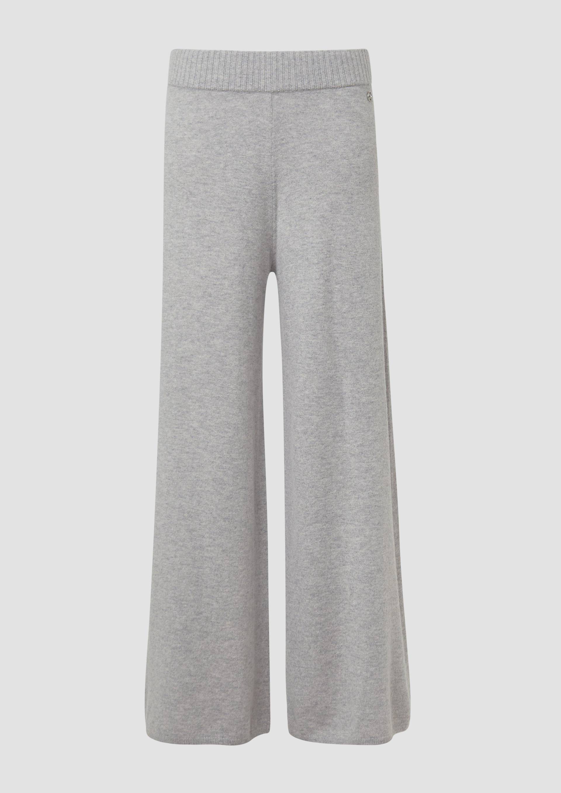 s.Oliver - Hochwertige Strickhose aus Kaschmirmix mit Extra-Wide-Leg, Damen, grau von s.Oliver