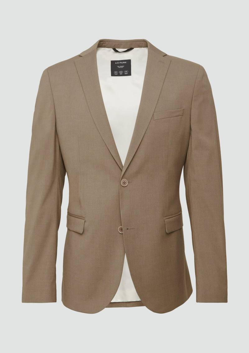 s.Oliver - s.O PURE: Feines Anzug-Sakko aus Stretch-Gewebe, Herren, braun von s.Oliver