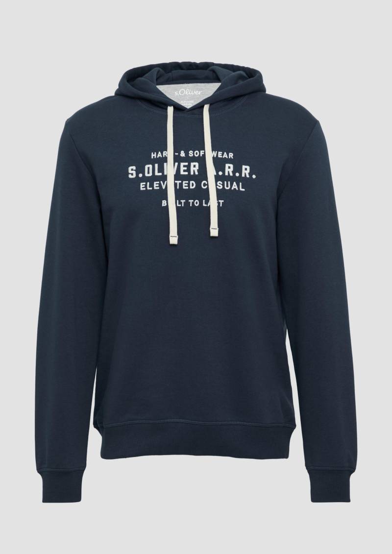 s.Oliver - Hoodie aus Sweat-Ware mit Stickerei, Herren, blau von s.Oliver