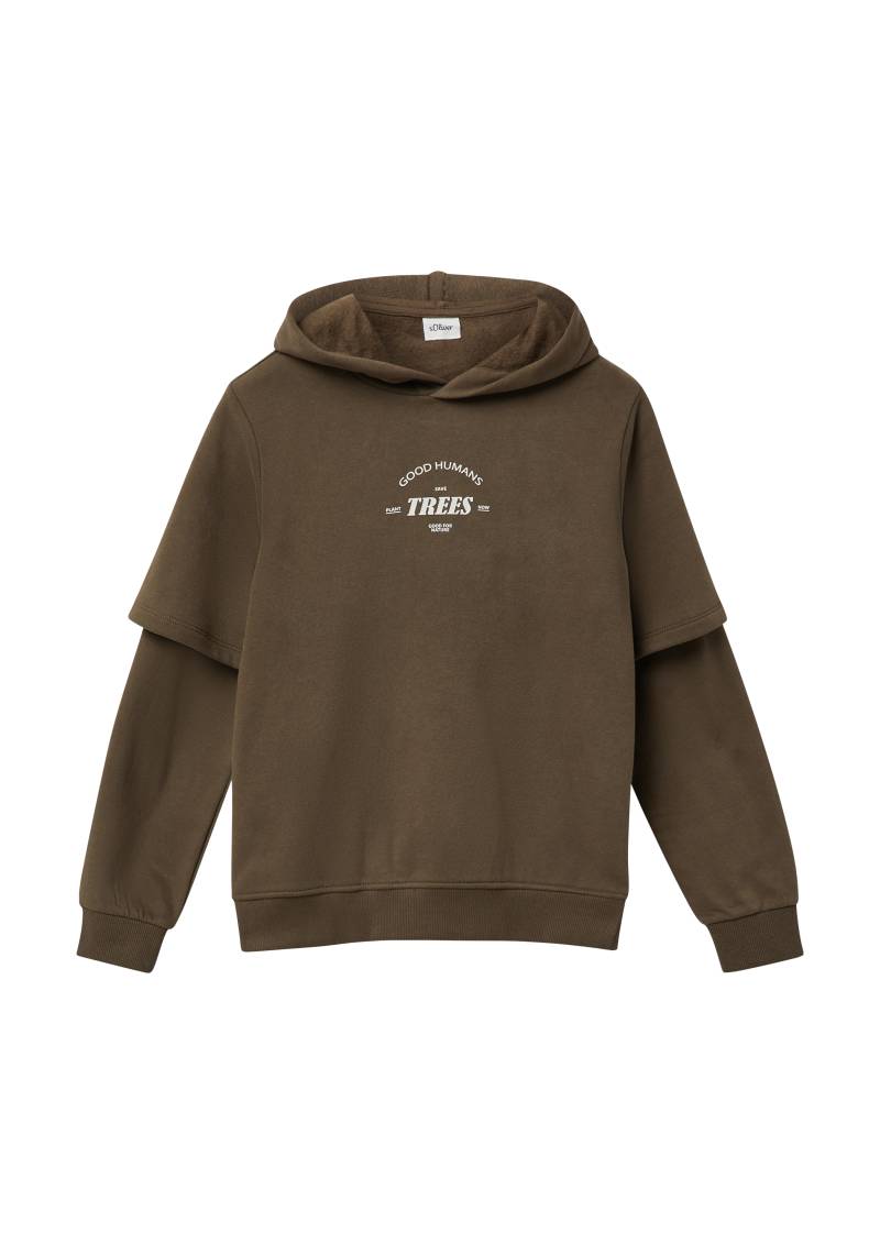 s.Oliver - Hoodie im Layering-Look mit kuscheliger Innenseite, Jungen, braun von s.Oliver