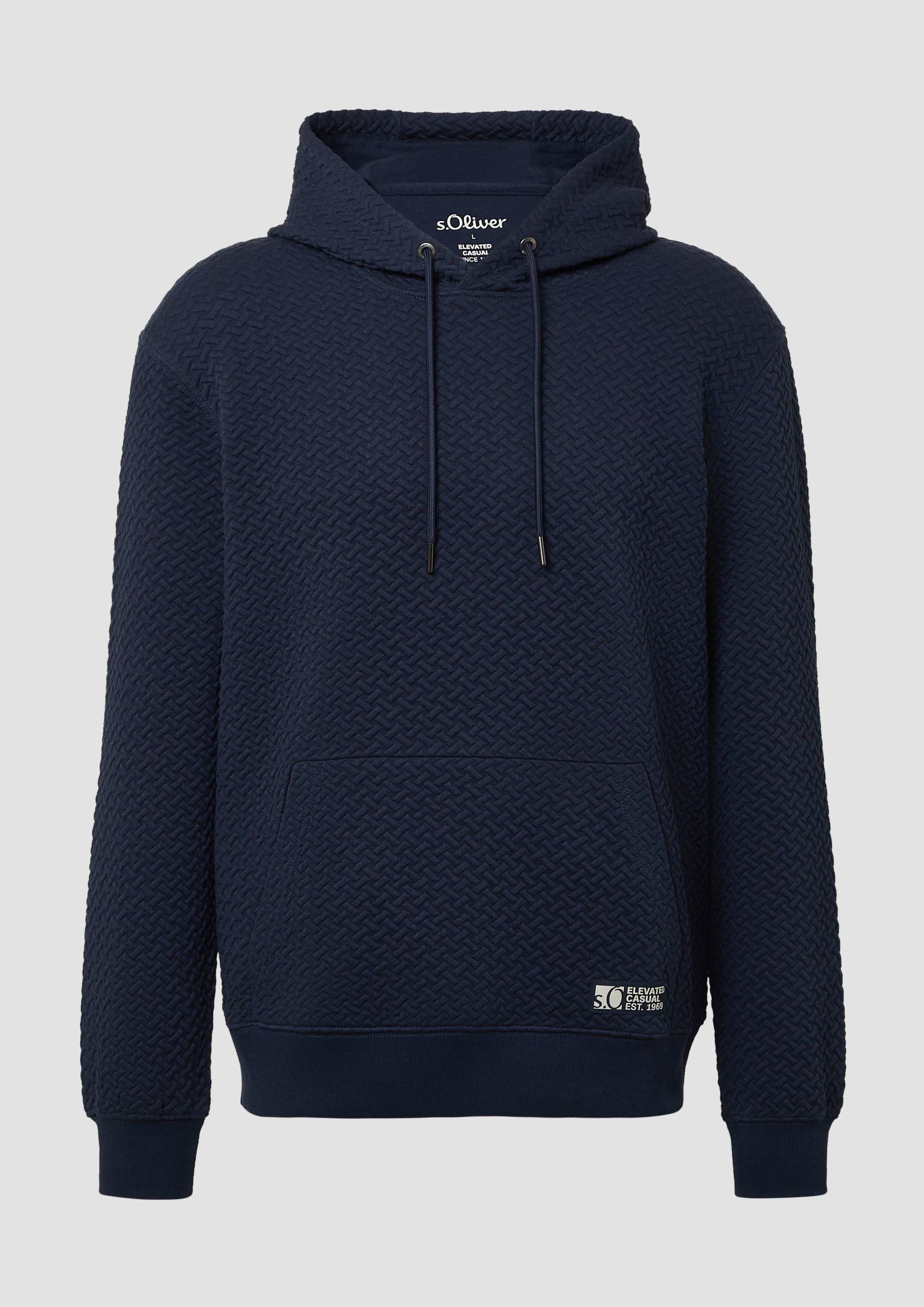 s.Oliver - Hoodie mit 3D-Effekt-Jersey, Herren, blau von s.Oliver