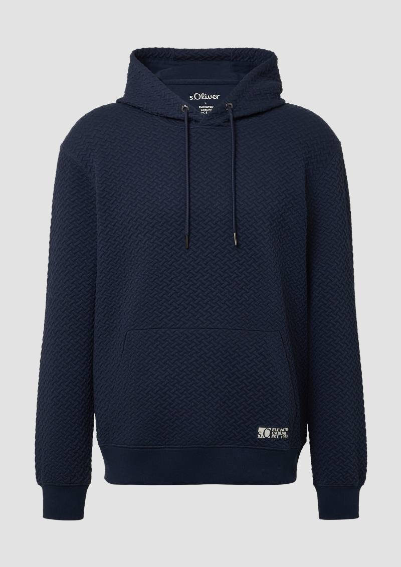 s.Oliver - Hoodie mit 3D-Effekt-Jersey, Herren, blau von s.Oliver