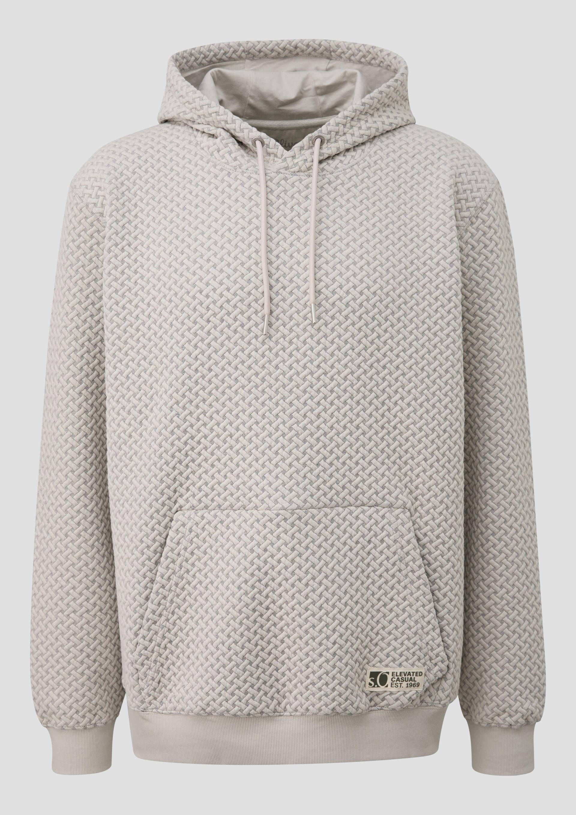 s.Oliver - Hoodie mit 3D-Effekt-Jersey, Herren, creme von s.Oliver