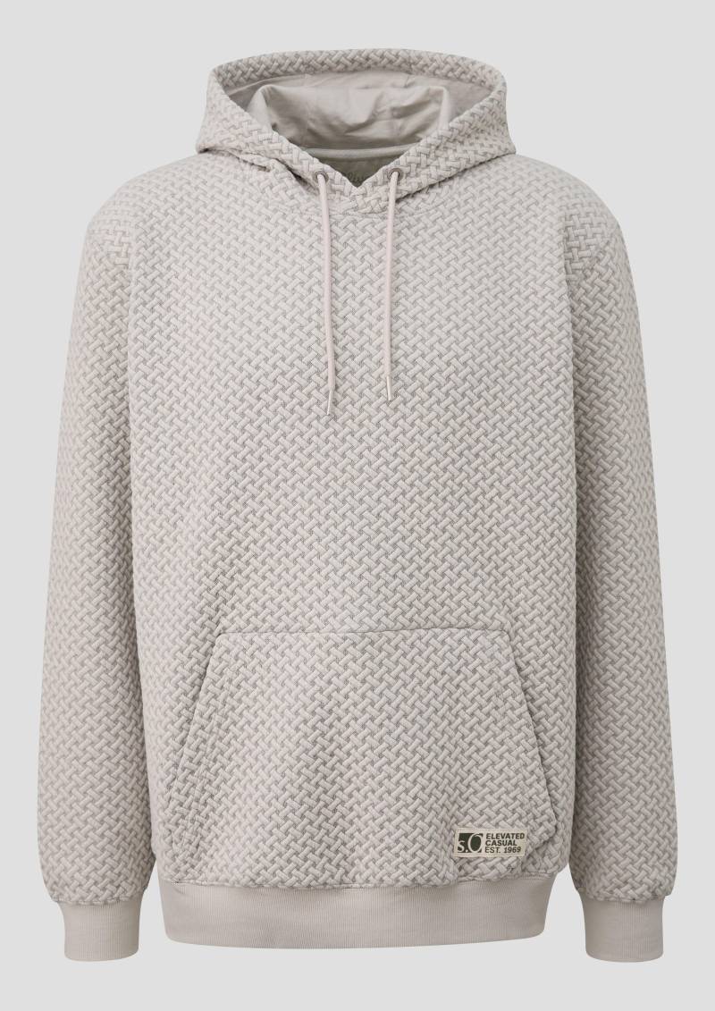 s.Oliver - Hoodie mit 3D-Effekt-Jersey, Herren, creme von s.Oliver