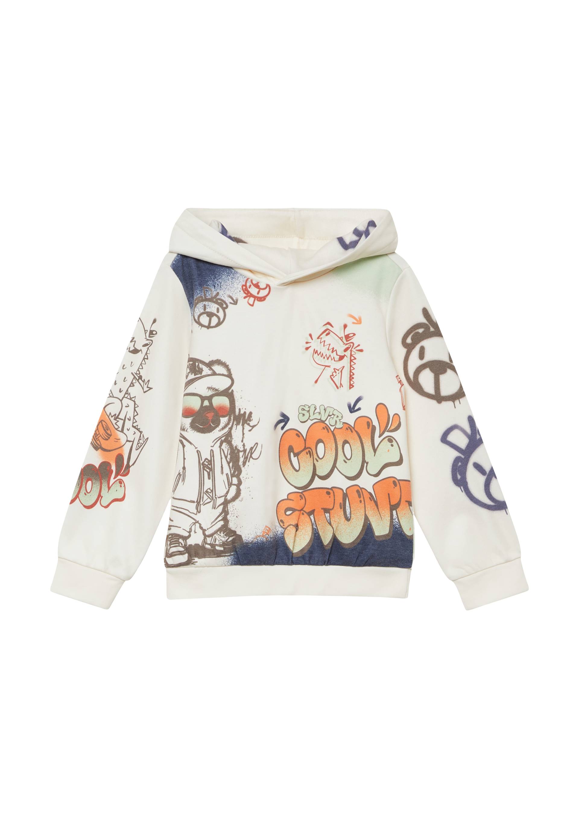 s.Oliver - Hoodie mit All-over-Print im Graffiti-Stil, Kinder, creme von s.Oliver