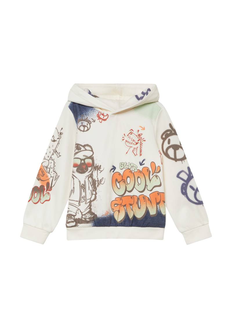 s.Oliver - Hoodie mit All-over-Print im Graffiti-Stil, Kinder, creme von s.Oliver
