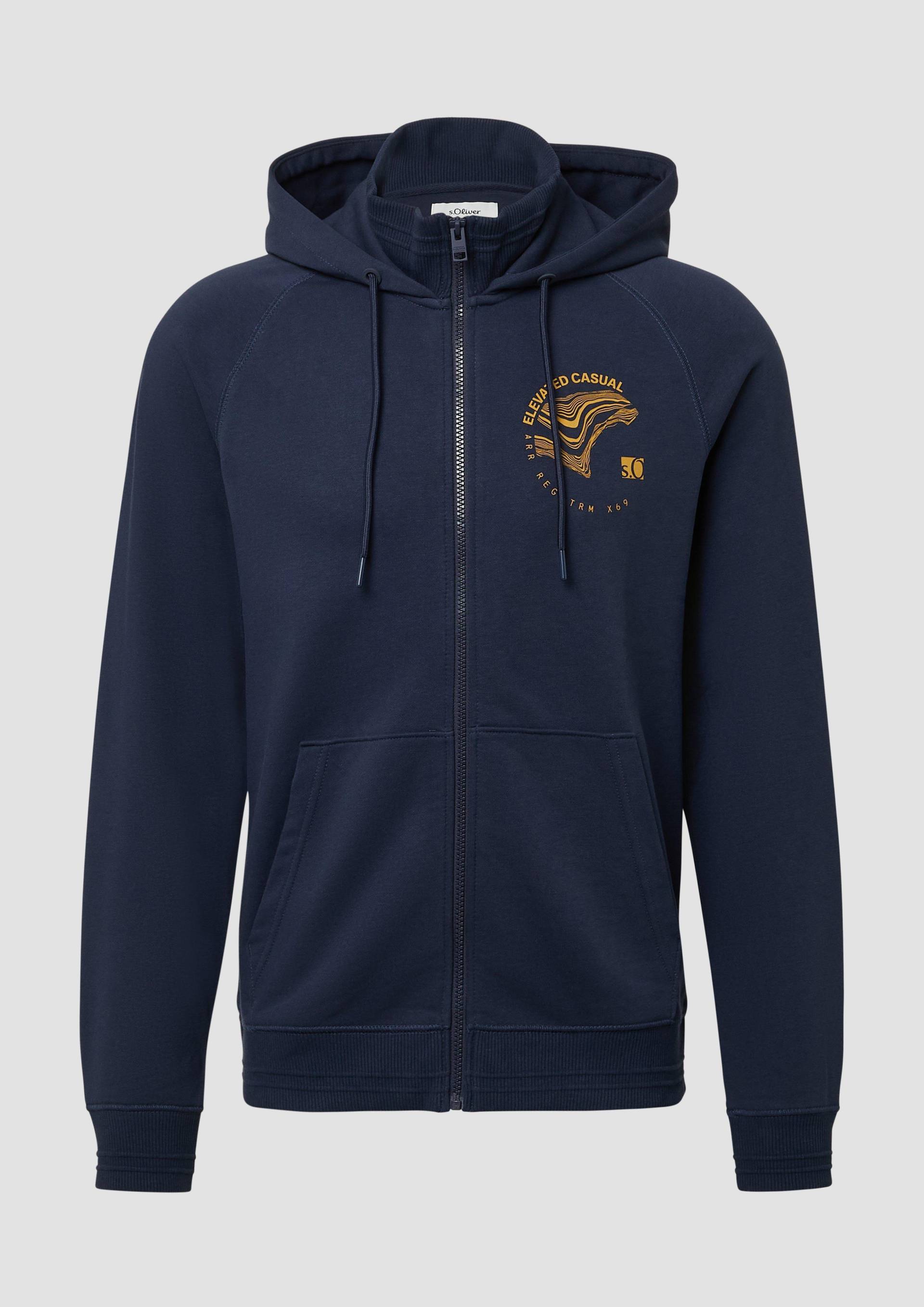 s.Oliver - Hoodie mit Frontprint und innenliegendem Stehkragen, Herren, blau s.Oliver - Hoodie mit Frontprint und innenliegendem Stehkragen, Herren, blau von s.Oliver