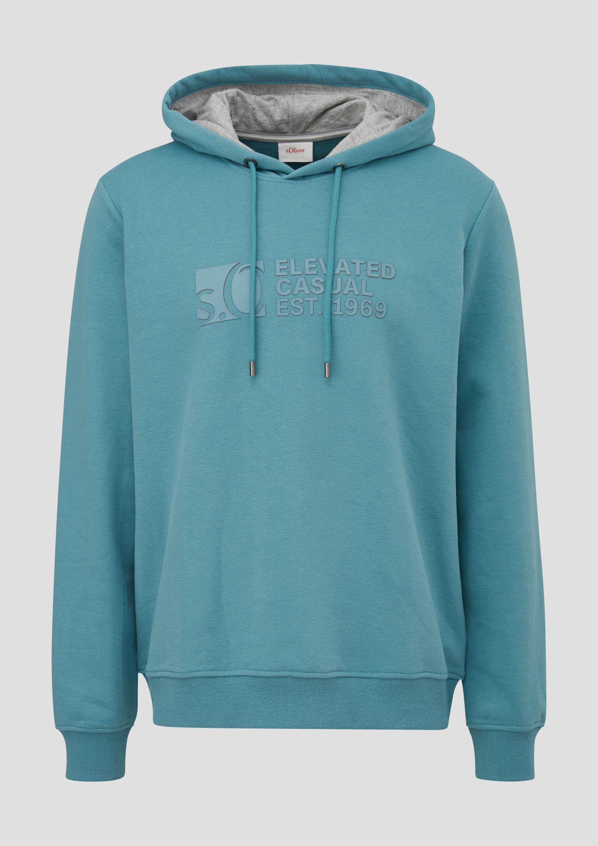 s.Oliver - Hoodie mit Logo-Print, Herren, türkis von s.Oliver