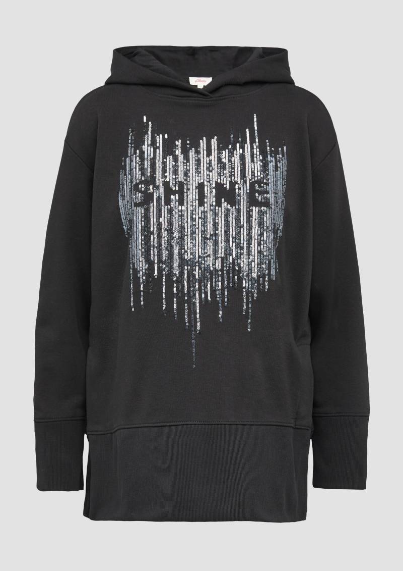 s.Oliver - Hoodie mit Pailletten im Relaxed Fit, Damen, schwarz von s.Oliver