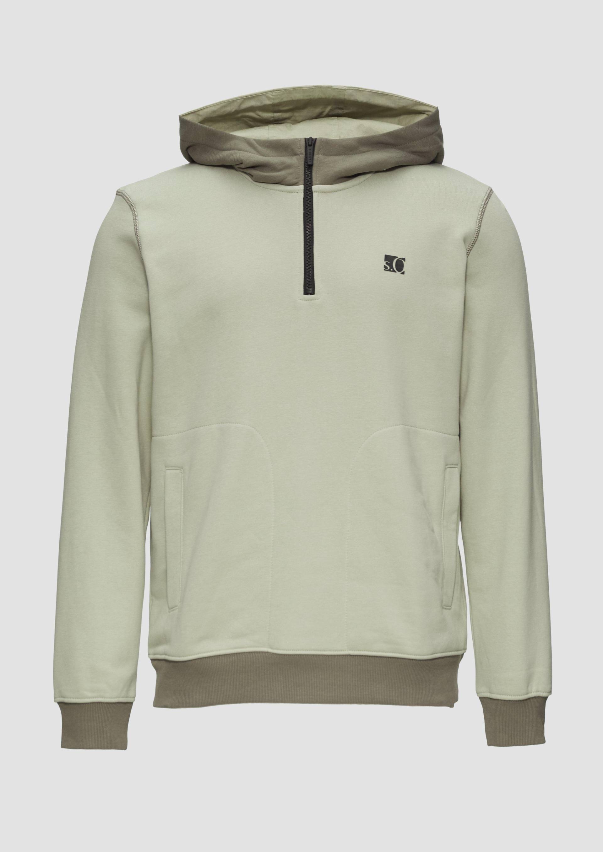 s.Oliver - Hoodie mit Stehkragen und Reißverschluss, Herren, Beige von s.Oliver