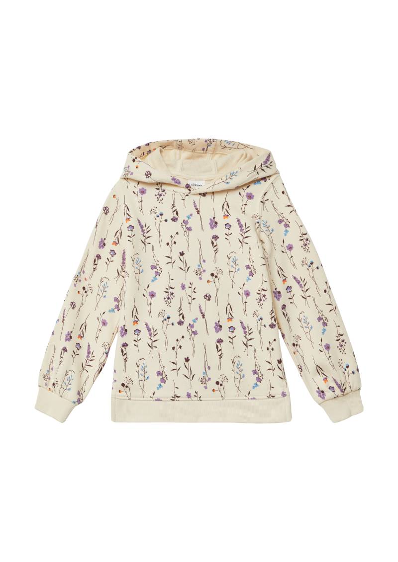 s.Oliver - Hoodie mit floralem All-over-Print, Kinder, beige|mehrfarbig von s.Oliver