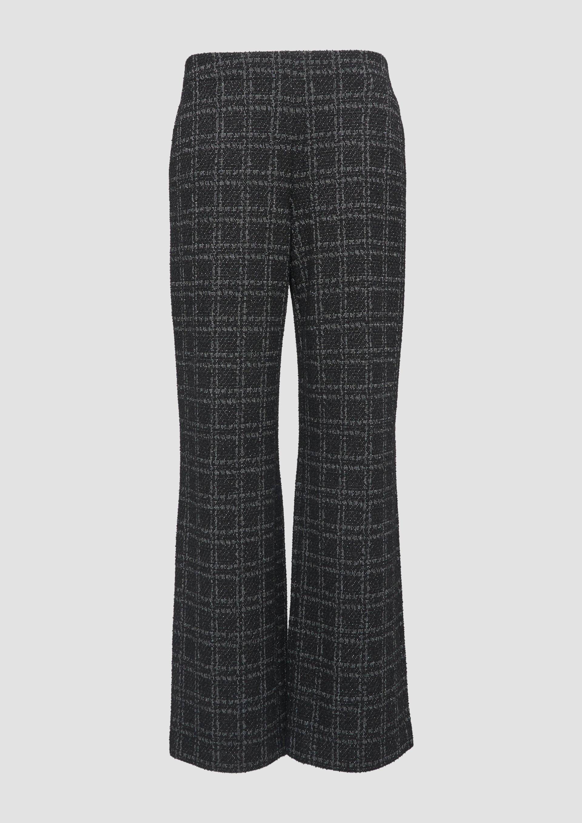 s.Oliver - Karierte Hose mit Glitzergarn und Elastikbund, Damen, schwarz von s.Oliver