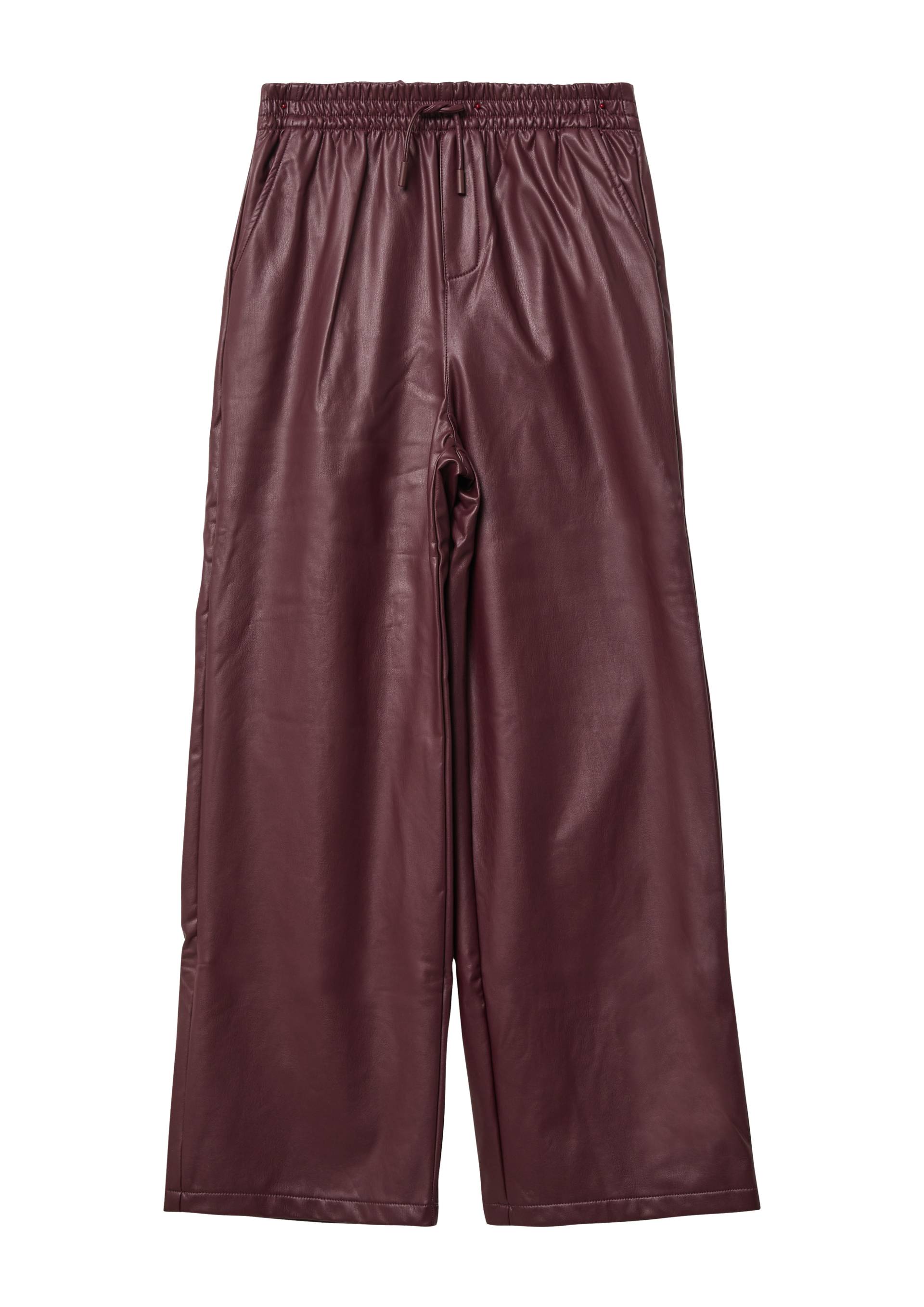 s.Oliver - Hose in Lederoptik mit weitem Bein und Elastikbund / soft & warm inside, Mädchen, rot von s.Oliver