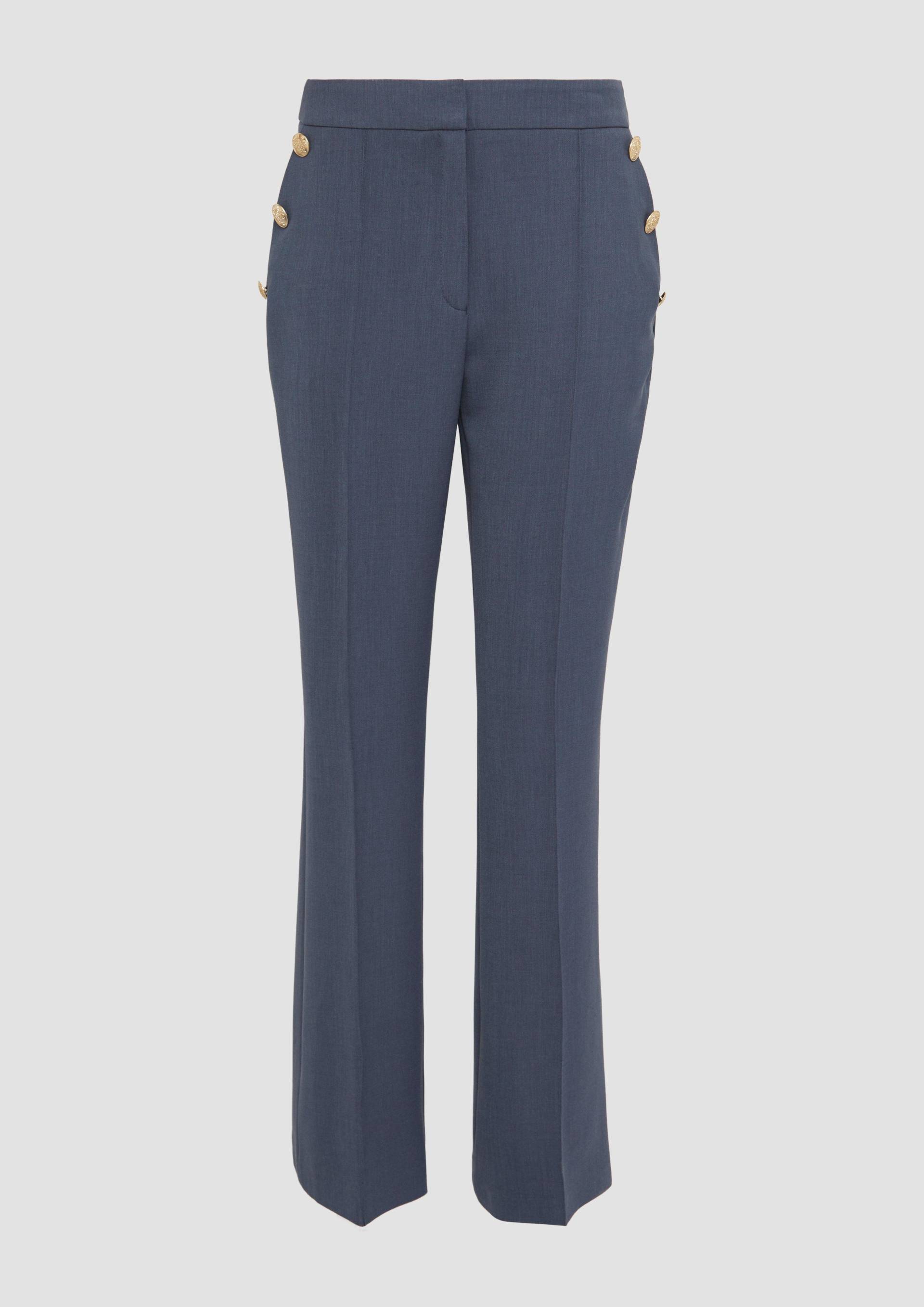 s.Oliver - Hose mit hohem Bund und dekorativen Knöpfen, Damen, blau s.Oliver - Hose mit hohem Bund und dekorativen Knöpfen, Damen, blau von s.Oliver