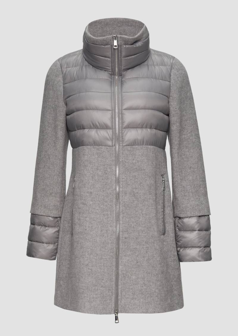 s.Oliver - Mantel im Fabricmix mit hohem Stehkragen, Damen, grau von s.Oliver