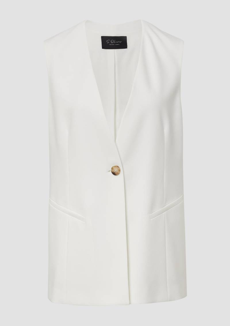 s.Oliver - Lange Weste aus Viskosemix im Relaxed Fit, Damen, creme von s.Oliver