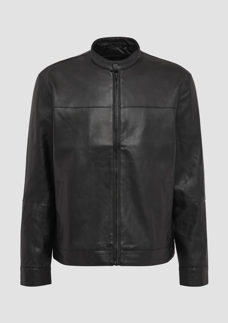 s.Oliver - Jacke aus Lederimitat mit Stehkragen, Herren, schwarz von s.Oliver
