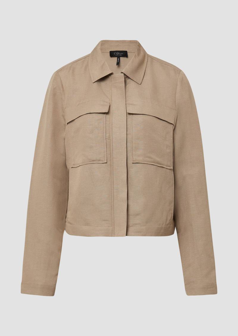 s.Oliver - Jacke aus Leinenmix mit aufgesetzten Taschen, Damen, braun von s.Oliver