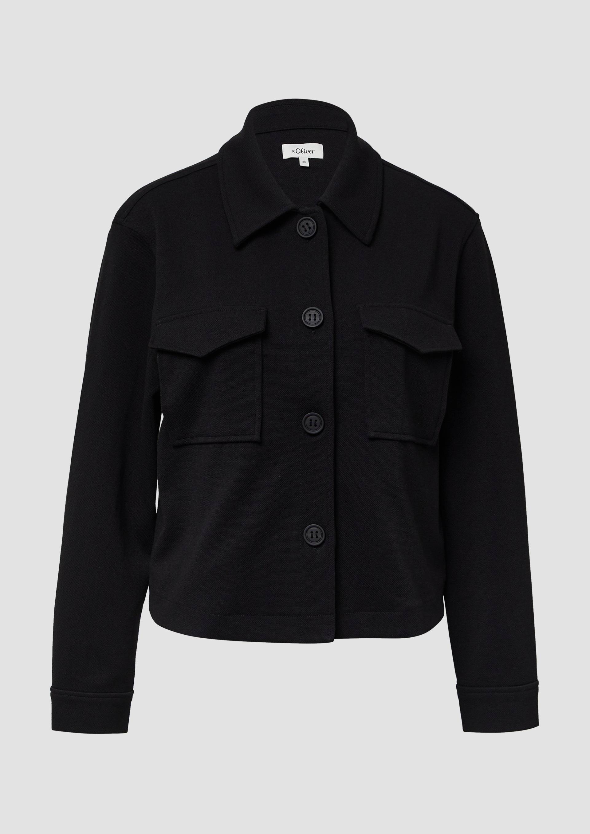 s.Oliver - Jacke im Relaxed Fit aus Struktur-Jersey, Damen, schwarz von s.Oliver