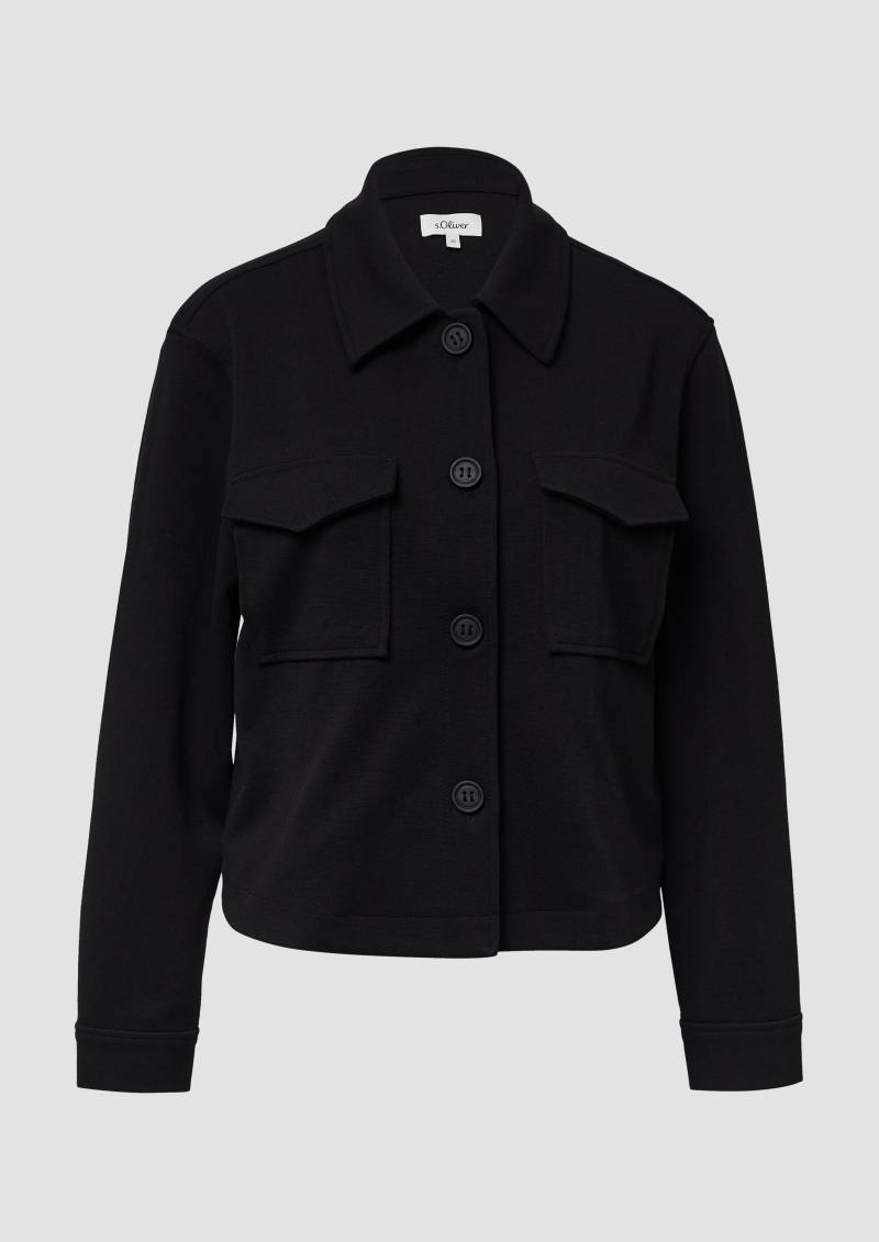 s.Oliver - Jacke im Relaxed Fit aus Struktur-Jersey, Damen, schwarz von s.Oliver