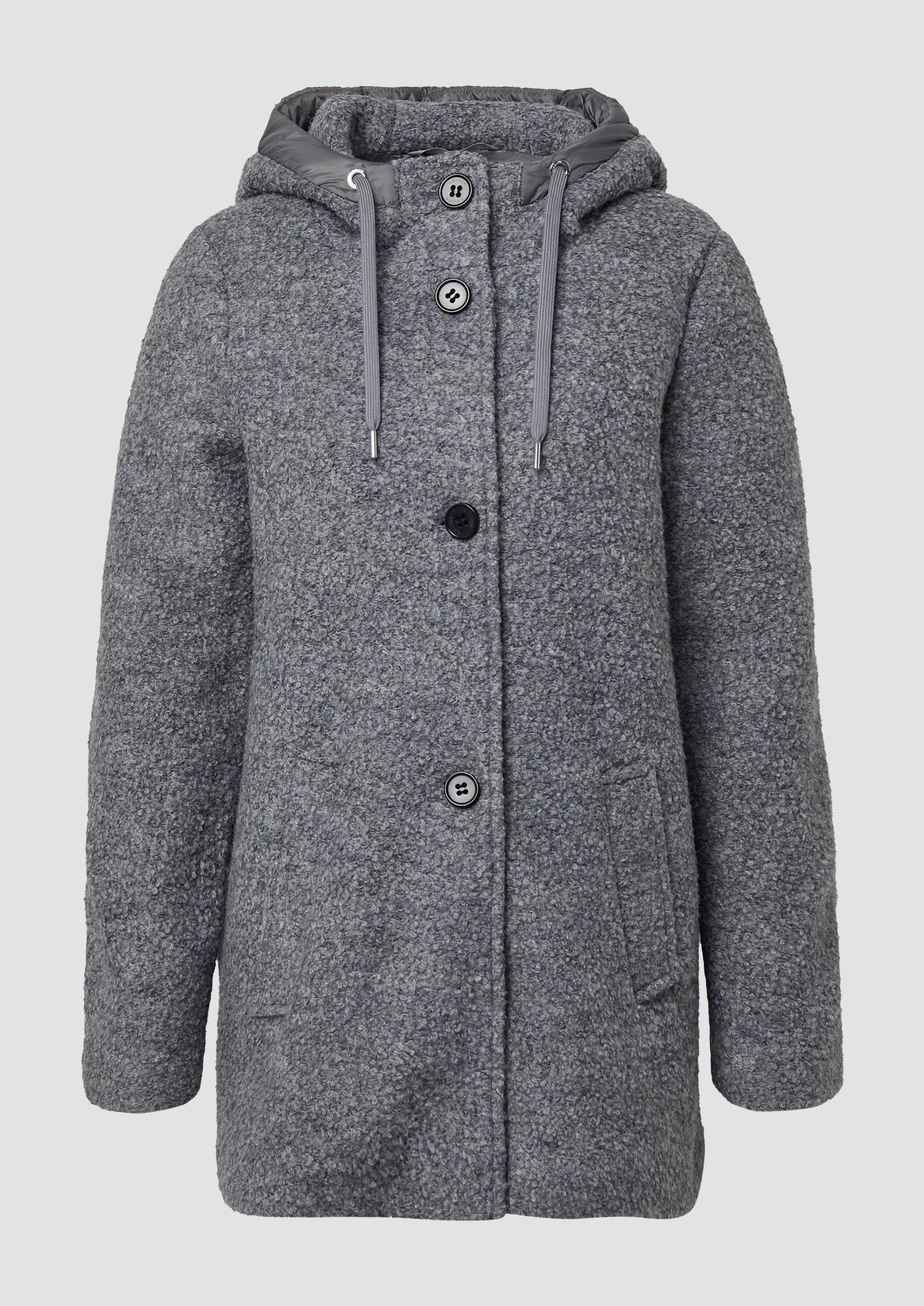 s.Oliver - Bouclé-Jacke aus Wollmix mit Kapuze, Damen, grau von s.Oliver