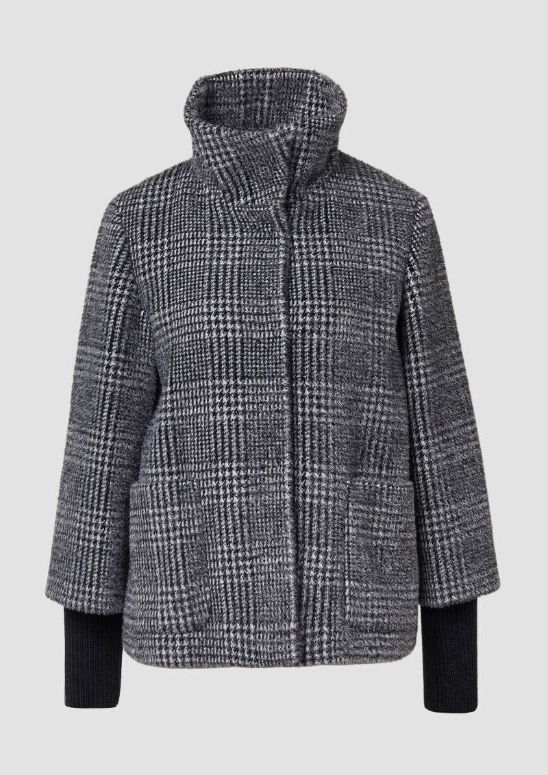 s.Oliver - Jacke mit Stehkragen und Rippstrick-Manschetten, Damen, schwarz von s.Oliver