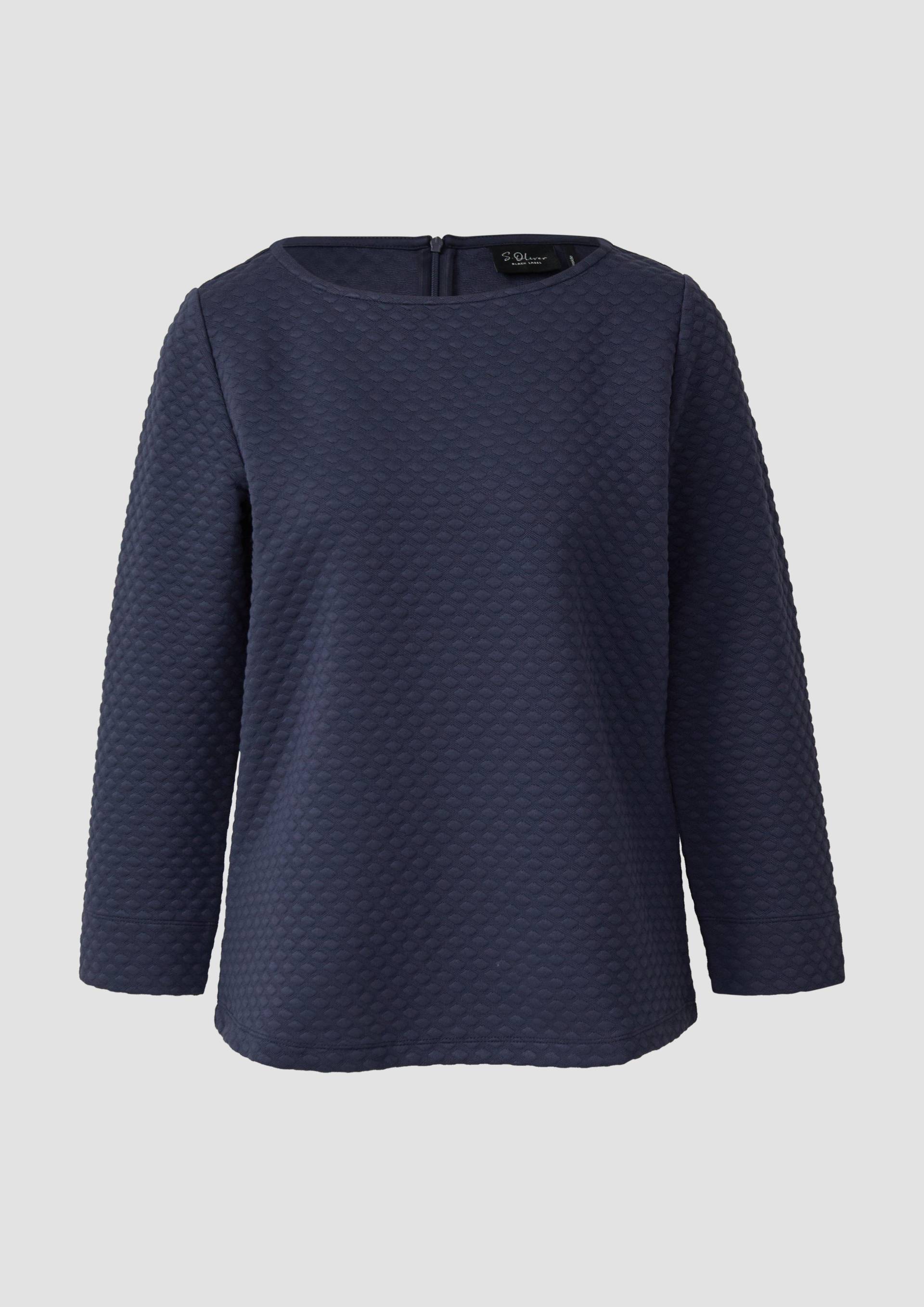 s.Oliver - Jacquard-Sweatshirt im Relaxed Fit mit U-Boot-Ausschnitt, Damen, blau von s.Oliver