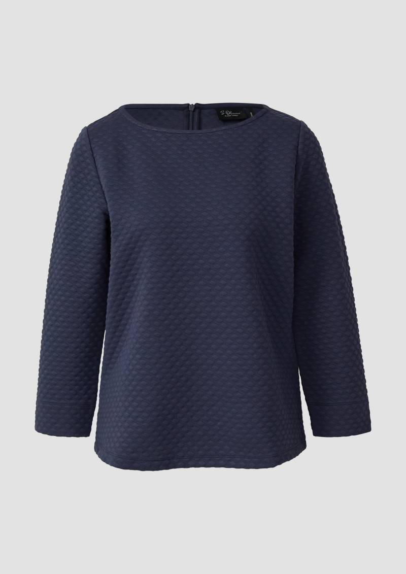 s.Oliver - Jacquard-Sweatshirt im Relaxed Fit mit U-Boot-Ausschnitt, Damen, blau von s.Oliver