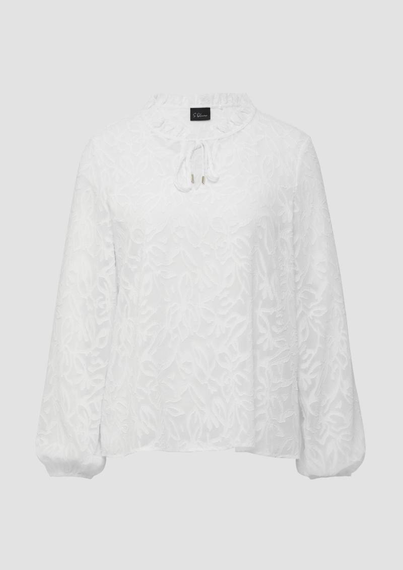 s.Oliver - Semitransparente Bluse mit Tunika-Ausschnitt und Rüschen, Damen, creme von s.Oliver