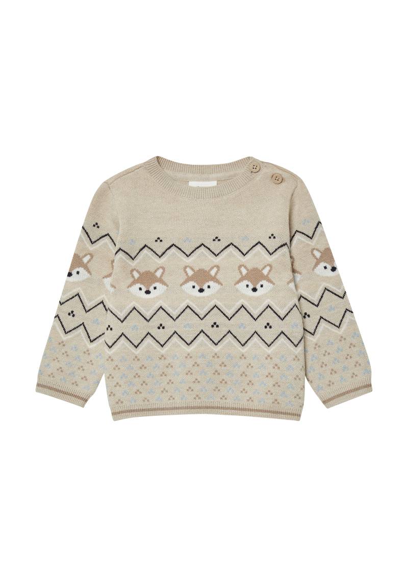 s.Oliver - Jacquardpullover im Regular Fit mit Rundhalsausschnitt, Babys, Beige von s.Oliver