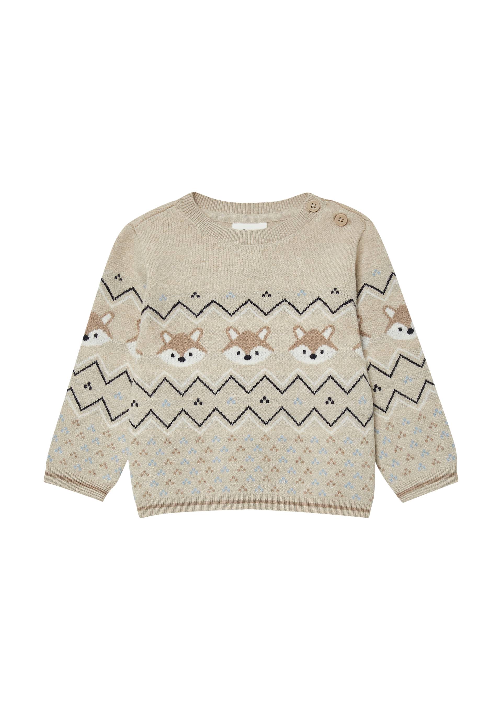 s.Oliver - Jacquardpullover im Regular Fit mit Rundhalsausschnitt, Babys, Beige von s.Oliver