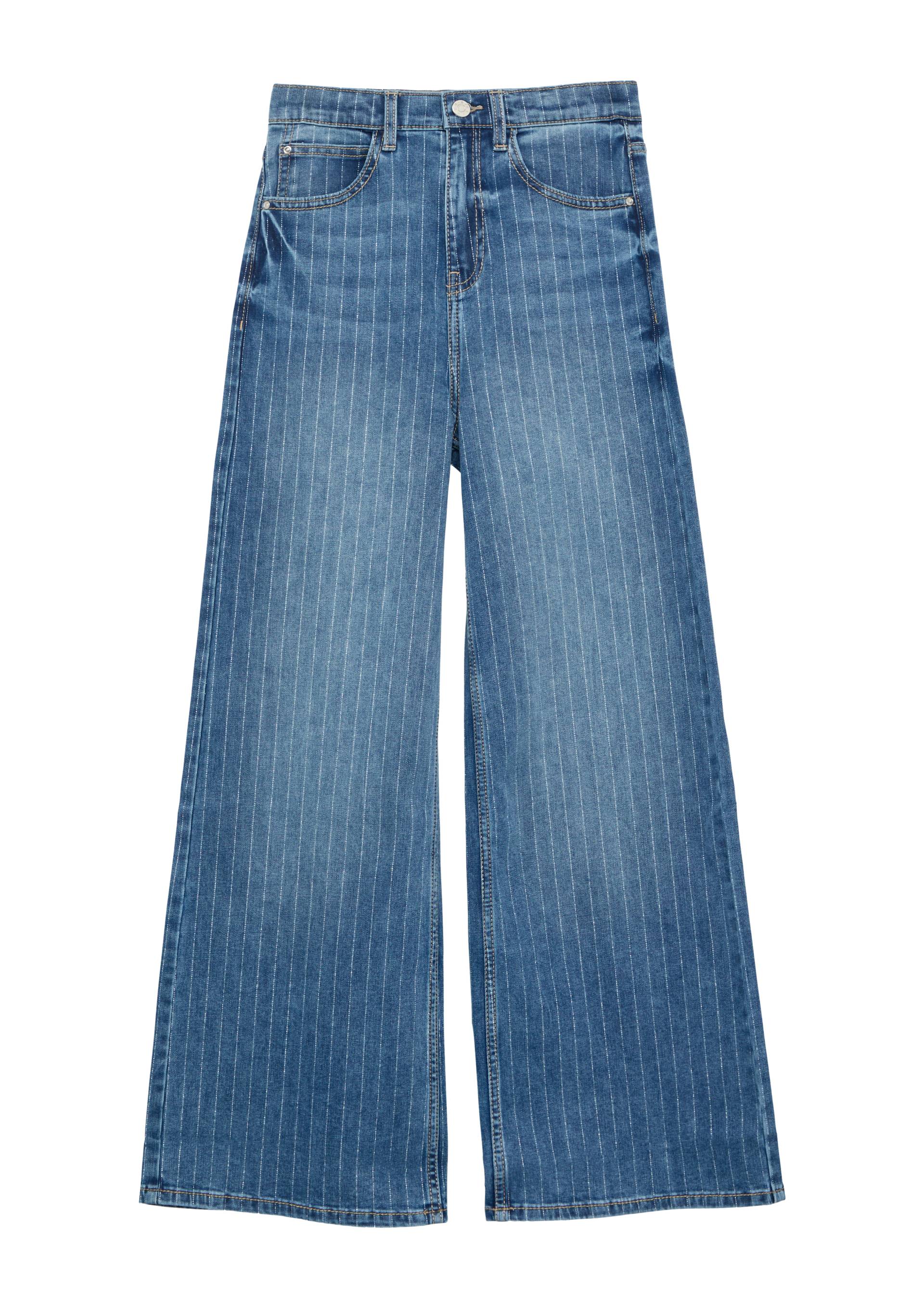s.Oliver - Jeans / Regular Fit / Super High Rise / Wide Leg / Glitzer-Nadelstreifen, Mädchen, blau von s.Oliver