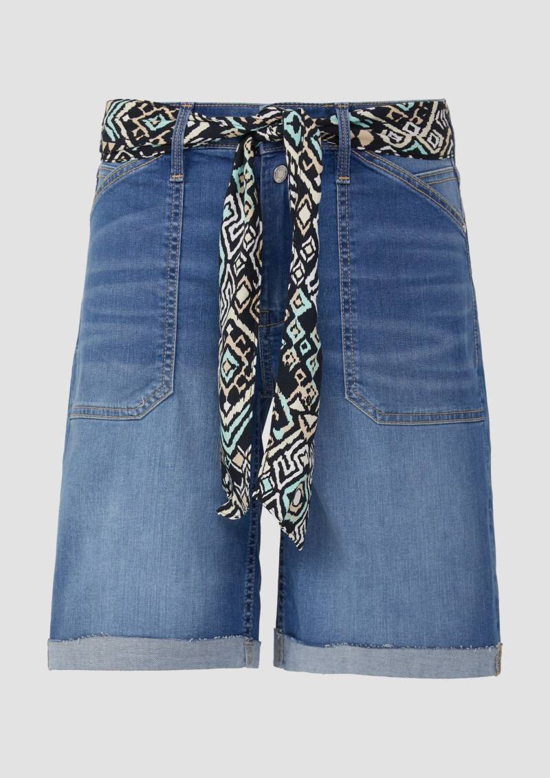 s.Oliver - Jeans-Bermuda Karolin / Regular Fit / Mid Rise / Bindegürtel, Damen, blau von s.Oliver