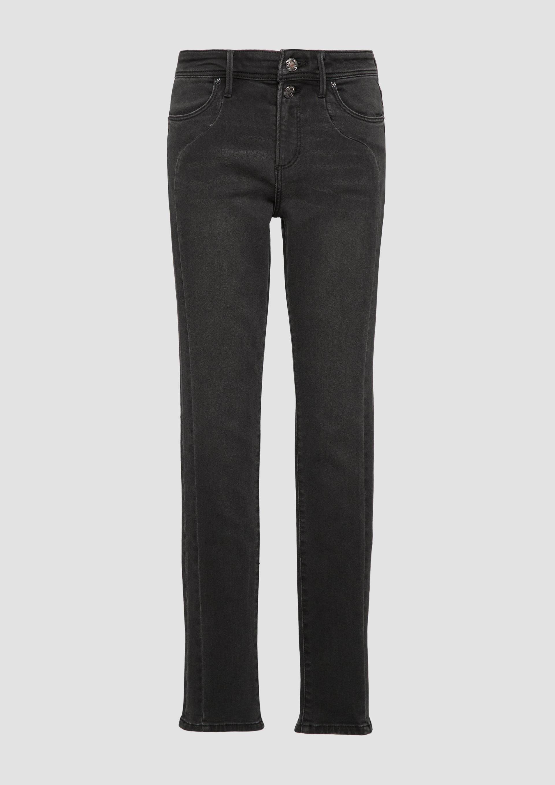 s.Oliver - Jeans Betsy / Slim Fit / Mid Rise / Slim Leg / Ziernaht, Damen, grau von s.Oliver