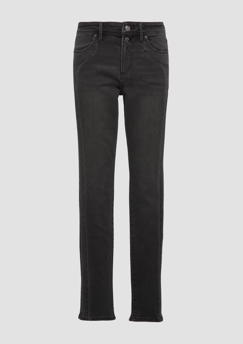 s.Oliver - Jeans Betsy / Slim Fit / Mid Rise / Slim Leg / Ziernaht, Damen, grau von s.Oliver