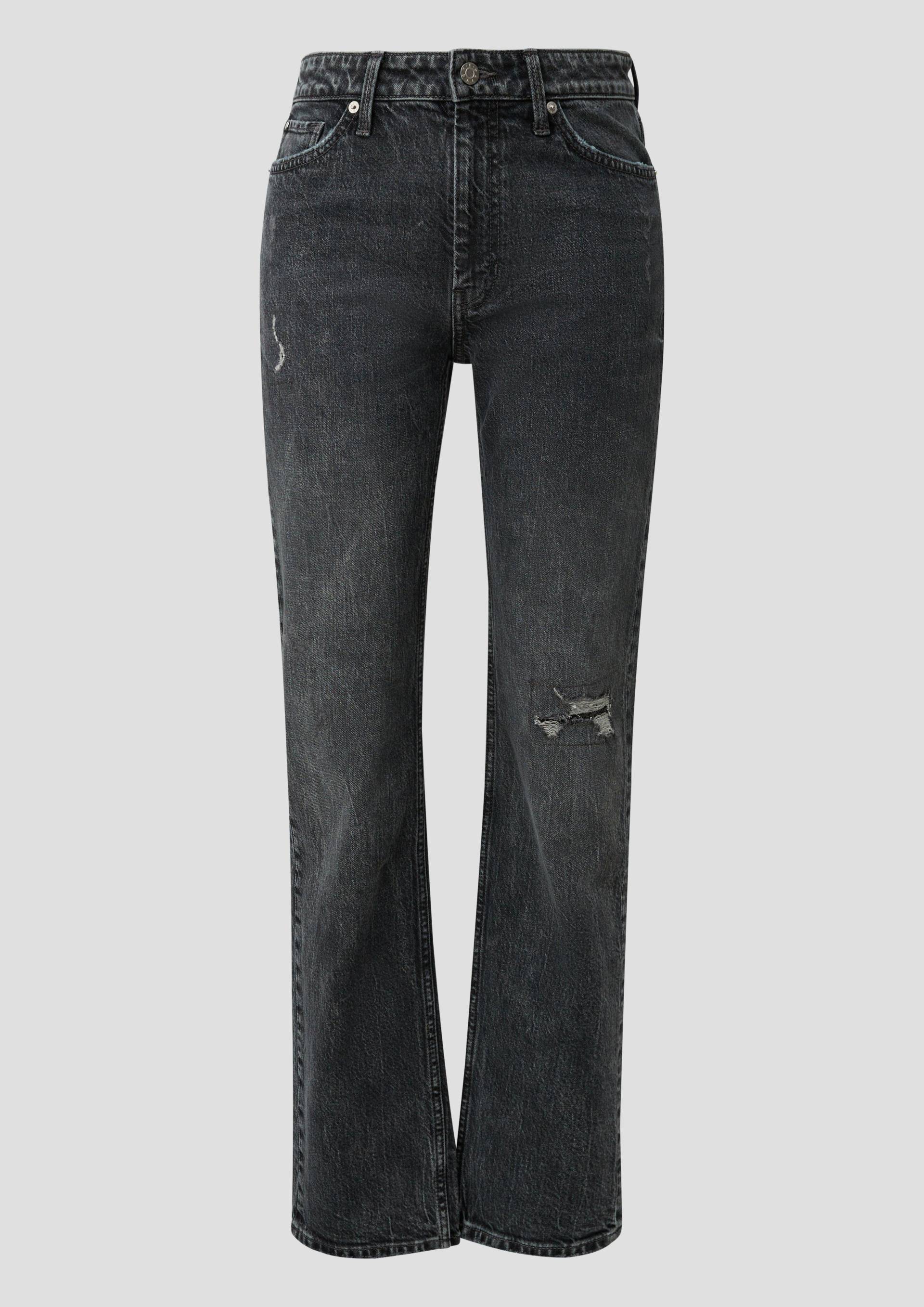 s.Oliver - Jeans Carolin / Regular Fit / High Rise / Straight Leg / mit Pailletten, Damen, grau von s.Oliver
