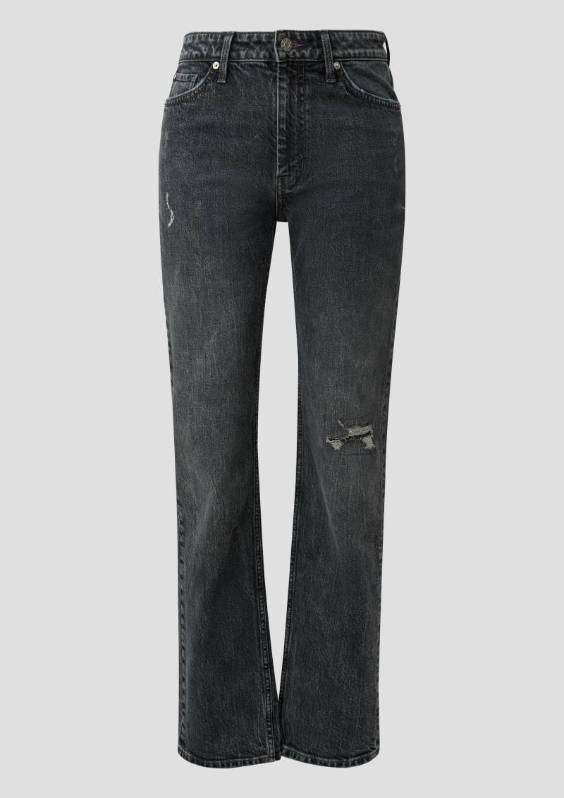 s.Oliver - Jeans Carolin / Regular Fit / High Rise / Straight Leg / mit Pailletten, Damen, grau von s.Oliver