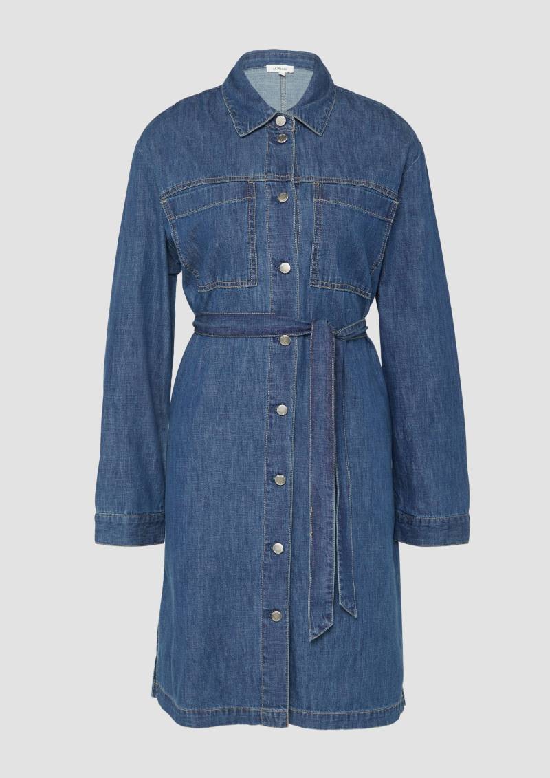 s.Oliver - Jeans-Hemdkleid im Relaxed Fit mit Bindegürtel, Damen, blau von s.Oliver