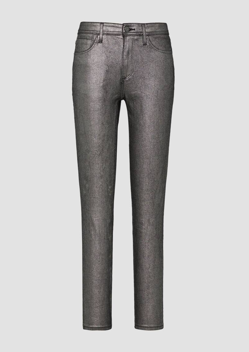 s.Oliver - Jeans Izabell / Skinny Fit / Mid Rise / Skinny Leg / mit Metallic-Effekt, Damen, grau von s.Oliver