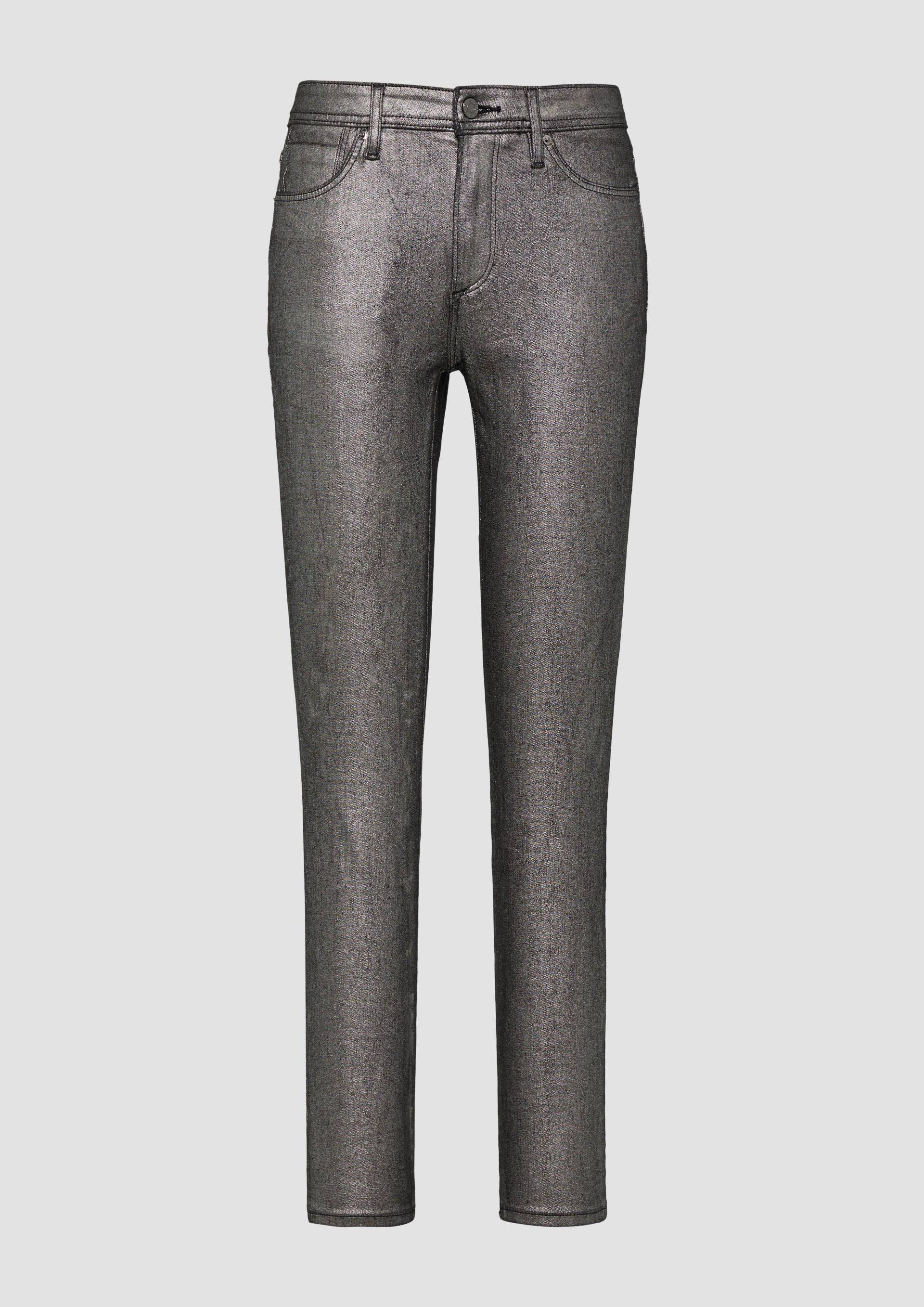 s.Oliver - Jeans Izabell / Skinny Fit / Mid Rise / Skinny Leg / mit Metallic-Effekt, Damen, grau von s.Oliver