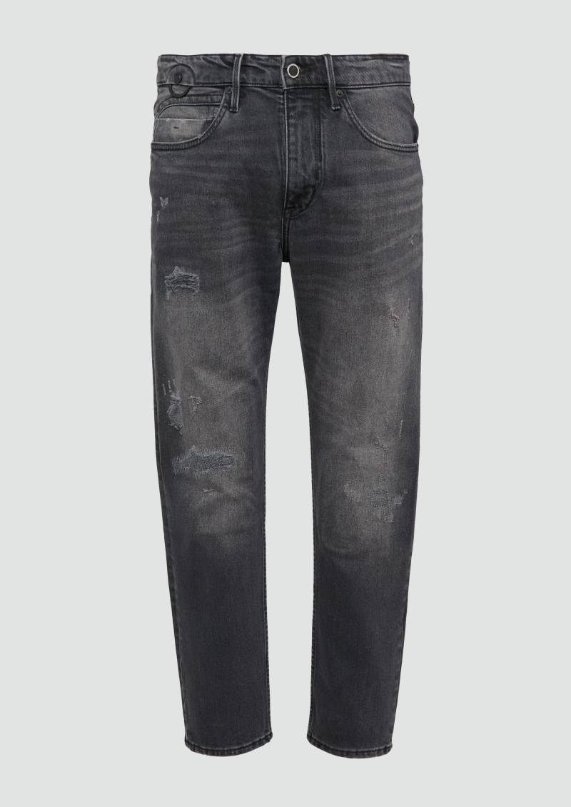 s.Oliver - Jeans Mauro / Regular Fit / Mid Rise / Tapered Leg / Destroyed-Effekt, Herren, grau von s.Oliver