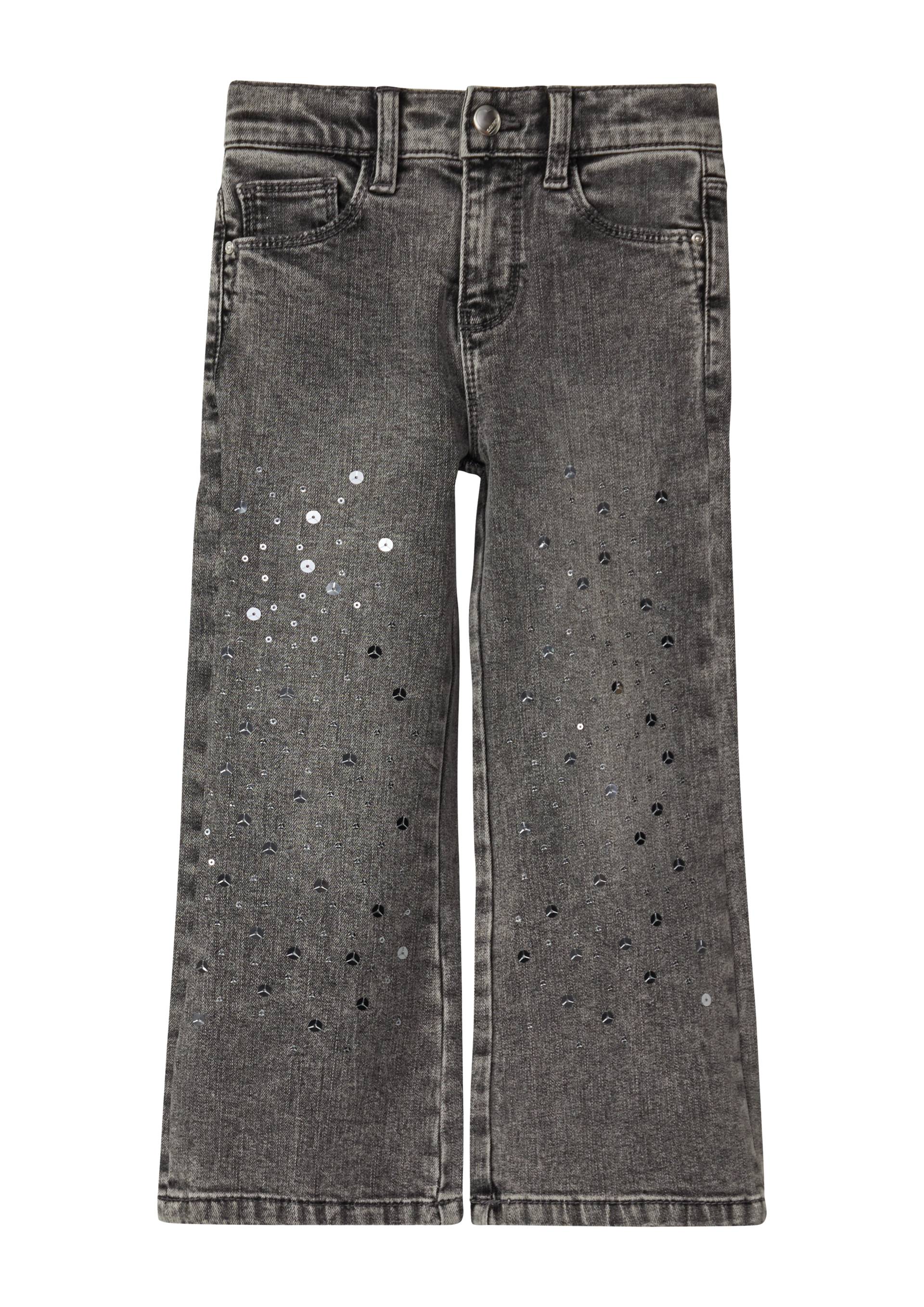 s.Oliver - Jeans Regular Fit / High Rise / Wide Leg / Pailletten-Detail, Kinder, grau von s.Oliver