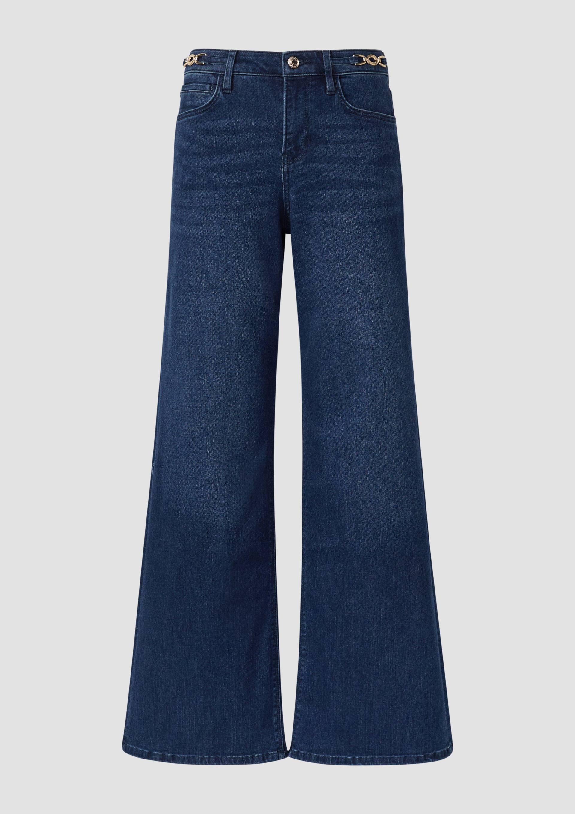 s.Oliver - Jeans Suri / Regular Fit / Mid Rise / Wide Leg / Schmuck-Detail, Damen, blau von s.Oliver