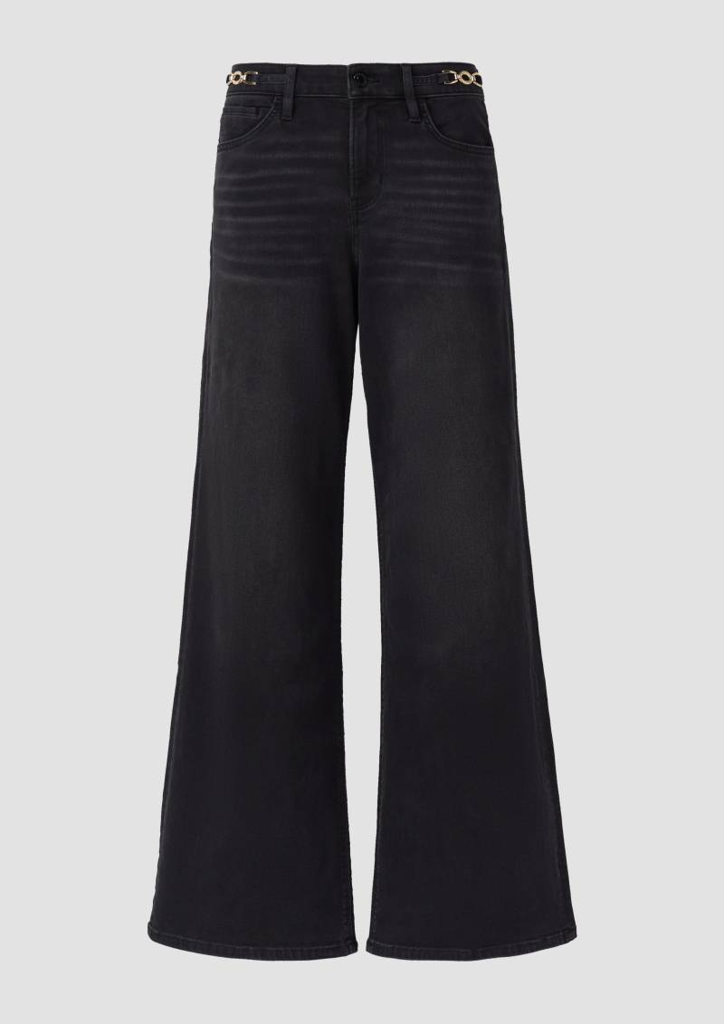 s.Oliver - Jeans Suri / Regular Fit / Mid Rise / Wide Leg / Schmuck-Detail, Damen, grau von s.Oliver