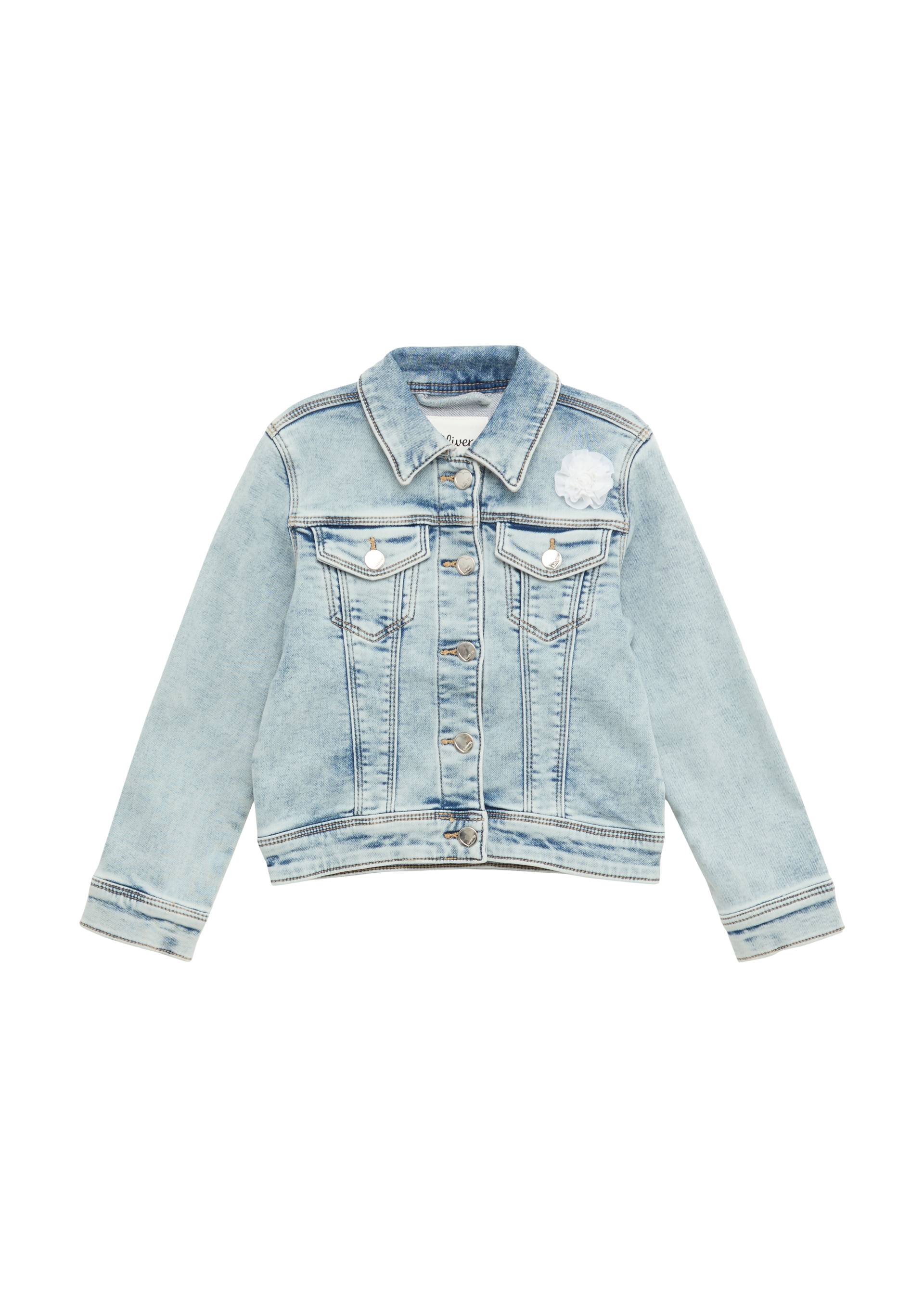 s.Oliver - Jeansjacke mit Garment Dye und Blumenapplikation, Kinder, blau von s.Oliver